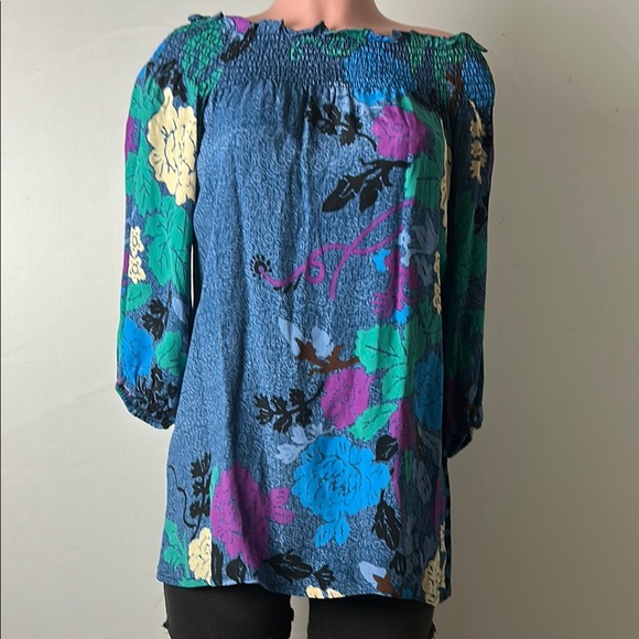 TRACY REESE Anthropology Women's Off the Shoulder Blouse Tunic Top Size XS - Picture 2 of 5